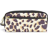 Estuche para lápices de gran capacidad para niñas y niños, con estampado de guepardo de leopardo amarillo, bolsas de maquillaje de cuero con compartimento con cremallera, organizador escolar