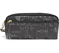 Estuche para lápices de gran capacidad para niñas y niños, con fórmula de ecuación matemática, bolsas de maquillaje de cuero con compartimento con cremallera, organizador escolar y bolsa de papelería