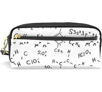 Estuche para lápices de gran capacidad para niñas y niños, con fórmula de ecuación química, bolsas de maquillaje de cuero con compartimento con cremallera, organizador escolar y bolsa de papelería