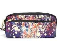 Estuche para lápices de gran capacidad para niñas y niños, diseño bohemio, atrapasueños, bohemio, azteca, 2 bolsas de maquillaje de cuero con compartimento con cremallera, organizador escolar, bolsa de papelería
