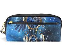 Estuche para lápices de gran capacidad para niñas y niños, diseño bohemio, atrapasueños, de piel azteca, con compartimento y cremallera, organizador escolar