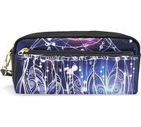 Estuche para lápices de gran capacidad para niñas y niños, diseño bohemio azteca, 1 bolsa de maquillaje de cuero con compartimento con cremallera, organizador escolar y bolsa de papelería
