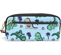 Estuche para lápices de gran capacidad para niñas y niños, diseño de dinosaurio, con bonito diseño de dibujos animados, de piel de dinosaurio, con compartimento y cremallera, organizador escolar