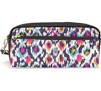 Estuche para lápices de gran capacidad para niñas y niños, diseño de leopardo azteca bohemio, bolsas de maquillaje de cuero con compartimento con cremallera, organizador escolar y bolsa de papelería