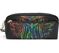 Estuche para lápices de gran capacidad para niñas y niños, estilo bohemio, bolsas de maquillaje de piel de búho, con compartimento y cremallera, organizador escolar