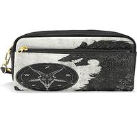 Estuche para lápices de gran capacidad para niñas y niños, estuche tribal misterioso de piel de lobo negro, bolsas de maquillaje con compartimento con cremallera, organizador escolar y bolsa de papelería