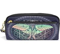 Estuche para lápices de gran capacidad para niñas y niños, hermoso estuche de maquillaje de cuero bohemio con compartimento con cremallera, organizador escolar y bolsa de papelería
