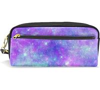 Estuche para lápices de gran capacidad para niñas y niños, hermoso universo galáctico, bolsas de maquillaje de cuero con compartimento con cremallera, organizador escolar y bolsa de papelería