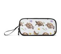 Estuche para lápices de gran capacidad para niños, con cremallera, suministros escolares, portátil, caja oriental, tortuga, reptil, blanco_4