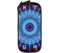 Estuche para lápices de gran capacidad psicodélico círculo mágico signo del zodiaco, caja negra para lápices para oficina de escuela media/secundaria, color, 5.0cm*10.5cm*20.5cm, Estuche para lápices