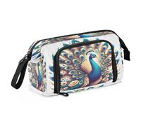 Estuche para lápices de gran capacidad, un bonito estuche de pavo real, estuche para lápices, bolsa de papelería, bolsa de maquillaje, organizador de oficina para adultos, Un hermoso pavo real, Talla