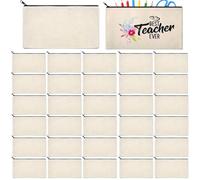 Estuche para lápices de Lona de 32 Piezas, Estuche para lápices de Lona en Blanco de 8, 3 x 4, 7 Pulgadas con Bolsas de cosméticos con Cremallera a Granel para niños y Adultos