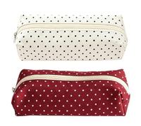 Estuche para lápices de lunares, estuche de tela, bolsa de almacenamiento | El estuche de tela cuenta con un diseño retro de lunares y un estilo minimalista. También se puede utilizar como bolsa de