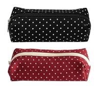 Estuche para lápices de lunares, estuche de tela, bolsa de almacenamiento | El estuche de tela cuenta con un diseño retro de lunares y un estilo minimalista. También se puede utilizar como bolsa de