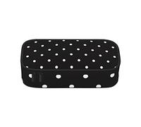 Estuche para lápices de mediados de siglo moderno retro con formas de gota, gran capacidad, bolsa de papelería de oficina, bolsa de cosméticos con compartimentos para niñas, niños y adultos, patrón de puntos blancos, talla única