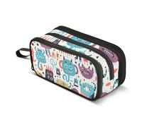 Estuche para lápices de monstruos de dibujos animados, bolsa de gran capacidad para niños y niñas, 3 compartimentos, organizador de papelería, estuche para escuela, oficina, trabajo, Monstruos de