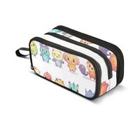Estuche para lápices de monstruos de dibujos animados, gran capacidad, para niños y niñas, 3 compartimentos, organizador de papelería, estuche para escuela, oficina, trabajo, Monstruos de dibujos