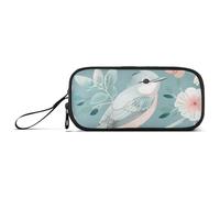 Estuche para lápices de nailon con diseño de pájaro de color pastel, estuche de alta capacidad para niñas, bolsa de papelería para estudiantes de oficina