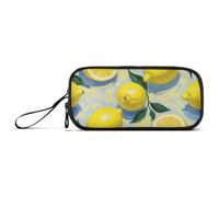 Estuche para lápices de nailon con pintura al óleo con limón amarillo, estuche de gran capacidad para lápices, artículos de papelería escolar para niños preparados