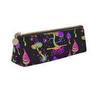 Estuche para lápices de neón mágico con Forma de Seta psicodélica, Estuche para bolígrafos Triangular, Estuche portátil para lápices, Organizador de Cuero con Cremallera, Estuche para cosméticos
