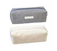 Estuche Para Lápices De Pana De 2 Piezas, Estuche De Color Sólido Simple Con Cremallera, Bolsa Multiusos