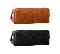 Estuche Para Lápices De Pana De 2 Piezas, Estuche Para Lápices De Color Sólido Simple, Bolsa De Papelería Grande, Bolsa De Cosméticos, Bolsa De Almacenamiento Multiusos