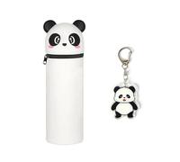 Estuche Para Lápices De Panda De 1 Pieza Y Llavero De Panda De 1 Pieza, Papelería Linda, Estuche Para Lápices De Animales De Silicona, Estuche Para Lápices Retráctil