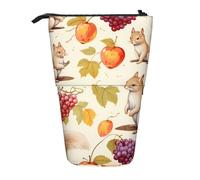 Estuche para lápices de pie con diseño de ardilla y bayas de uva, lindo zorro, estuche telescópico para lápices, bolsa de cosméticos, organizador de papelería para escuela, oficina, viajes