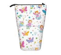 Estuche para lápices de pie con diseño de hadas, diseño de libélula, estuche telescópico para lápices, bolsa de cosméticos, organizador de papelería para escuela, oficina, viajes