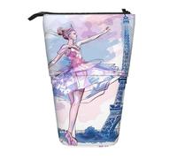 Estuche para lápices de pie con diseño de la Torre Eiffel para niña, diseño de acuarela de París, bolsa telescópica, bolsa de cosméticos, organizador de papelería para escuela, oficina, viajes
