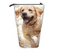 Estuche para lápices de pie con diseño de perro corriendo, bonito estuche para bolígrafos de labrador, bolsa telescópica, bolsa de cosméticos, organizador de papelería para escuela, oficina, viajes