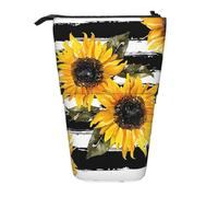 Estuche para lápices de pie con diseño floral de girasol, diseño de acuarela, estuche telescópico para lápices, bolsa de cosméticos emergente, organizador de papelería para escuela, oficina, viajes