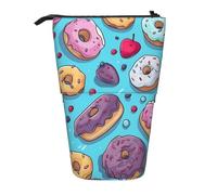 Estuche para lápices de pie, con forma de dona, para postre, dulces, bolsa telescópica, bolsa de cosméticos, organizador de papelería para escuela, oficina, viajes