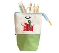 Estuche para lápices de pie, de pie con Cremallera, Plegable con Cremallera para niños, Adultos, Estudiantes, Escuela, hogar, Viajes, Universidad, Dormitorio, Estudio, Green, Consulte la