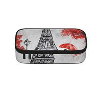 Estuche para lápices de pintura de la Torre Eiffel de París, gran capacidad, bolsa de papelería de oficina, bolsa de cosméticos con compartimentos para niñas, niños y adultos