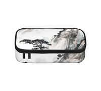 Estuche para lápices de pintura de paisaje chino de gran capacidad, bolsa de papelería de oficina, bolsa de cosméticos con compartimentos para niñas, niños y adultos