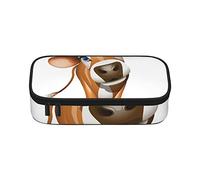 Estuche para lápices de pizza de gran capacidad, bolsa de papelería de oficina, bolsa de cosméticos con compartimentos para niñas, niños y adultos, lindo patrón de becerro de vaca, talla única