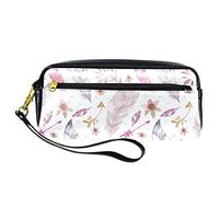 Estuche para lápices de plumas de acuarela estilo bohemio, bolsa de piel sintética con cremallera para niños y niñas, suministros escolares y de oficina