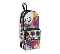 Estuche para lápices de radio y notas musicales, bolsa de gran capacidad con compartimento para estudiantes, mochila escolar, organizador de papelería, estuche para lápices, estuche para marcador para