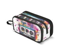 Estuche para lápices de radio y notas musicales, bolsa de gran capacidad para niños y niñas, 3 compartimentos, organizador de papelería, estuche para marcadores para escuela, oficina, trabajo, Radio