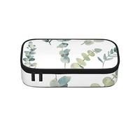 Estuche para lápices de ramitas de vegetación natural blanca de gran capacidad, bolsa de papelería de oficina, bolsa de cosméticos con compartimentos para niñas, niños y adultos, ramita verde natural blanca, talla única