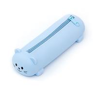 Estuche para lápices de silicona para estudiantes, estuche portátil para artistas, estudiantes, oficina, Blue, 20x7cm