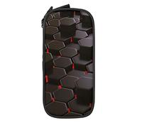 Estuche para lápices de tecnología futurista 3D hexagonal con luz roja negra, minimalista, portátil, duradero, con cremallera, bolsa para bolígrafos, color, 5.0cm*10.5cm*20.5cm, Estuche para lápices