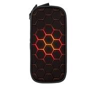 Estuche para lápices de tecnología futurista hexagonal con luz roja negra, minimalista, portátil, duradero, con cremallera, bolsa para bolígrafo Sc, color, 5.0cm*10.5cm*20.5cm, Estuche para lápices