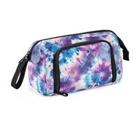 Estuche para lápices de tinte abstracto azul marino de gran capacidad con asa de cremallera para niños y escuela, multicolor, Talla única, moderno