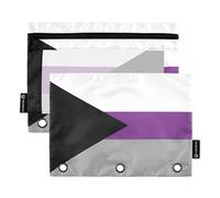 Estuche para lápices de trabajo de 3 anillas, con cremallera, carpeta suave y transparente, estuche para bolígrafos, bandera del orgullo demissexual, identidad sexual, 24.9 x 18.0 cm, 2 paquetes