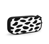 Estuche para lápices de vaca con puntos de perro, gran capacidad, soporte para bolígrafos, suministros escolares, papelería, organizador de almacenamiento, regalo para escuela secundaria, oficina, estudiante, niña y niño