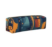 Estuche para lápices de violín de violonchelo para niños y niñas, estuche de cuero colorido para la escuela, oficina, viajes, organizador portátil de papelería, bolsa de maquillaje, Cremallera dorada