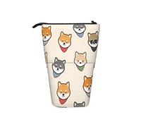 Estuche para lápices, diseño de avatares de lindos cachorros, color naranja y gris, soporte para bolígrafos, ligero, para adultos, estudiantes, papelería, bolsa telescópica, multicolor, Talla única,