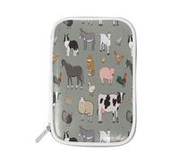 Estuche para lápices, diseño de caballo, vaca, oveja, cabra, estuche para lápices, color gris, con cremallera, bolsa de viaje, organizador de cosméticos, para escuela, niñas y niños, multicolor,